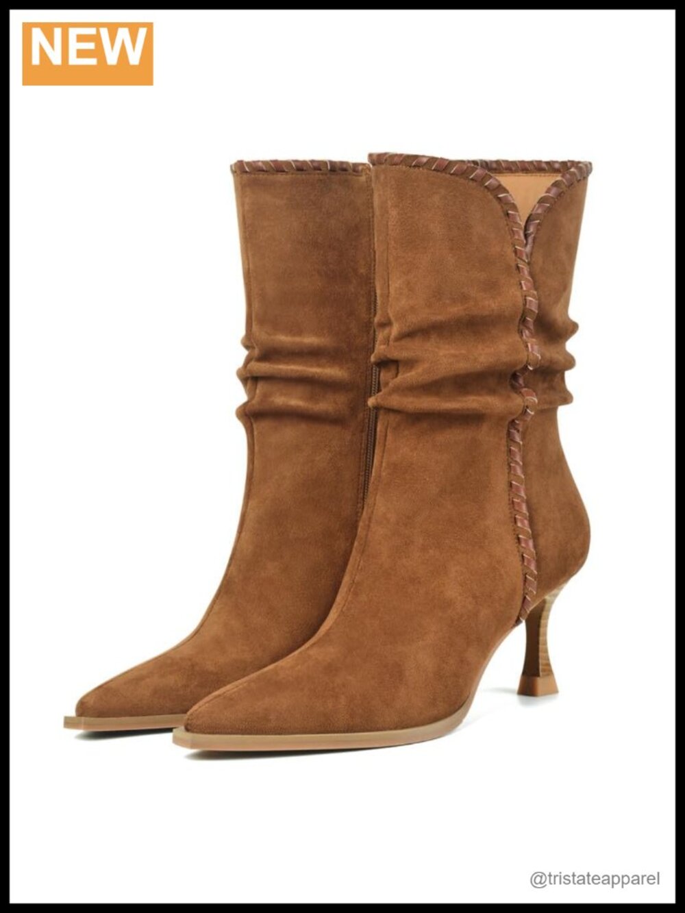 Slouchy Suede Kitten Heel Ankle Boots Women Pointed Toe Side Zipper Fall Booties